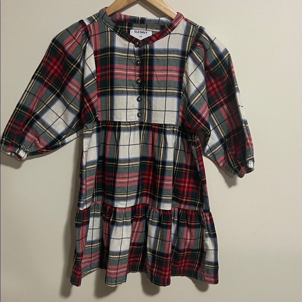 Old Navy Girls Multicolor Plaid Smock Style Dress Size 8 - Picture 1 of 4